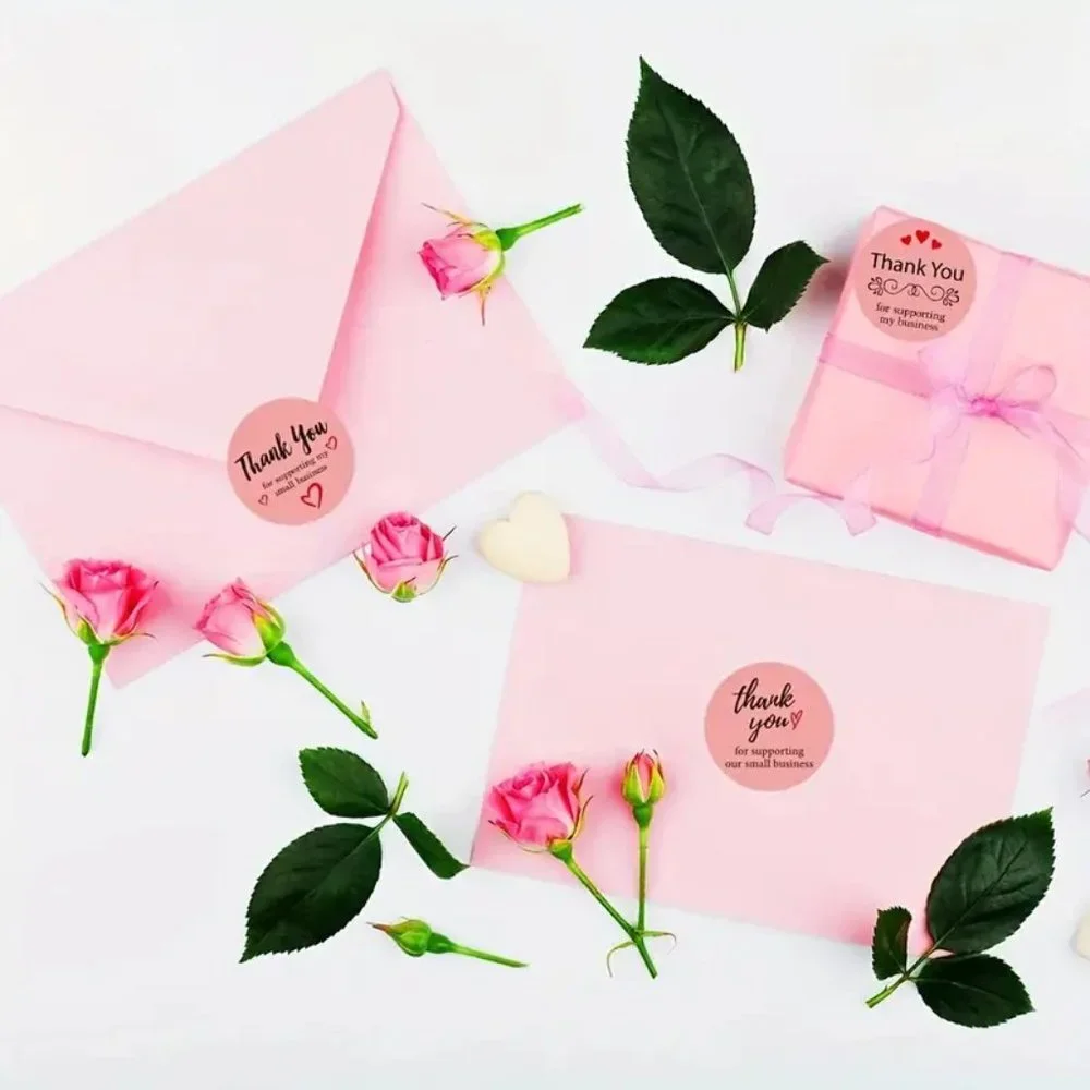 500 Thank You Stickers Pink